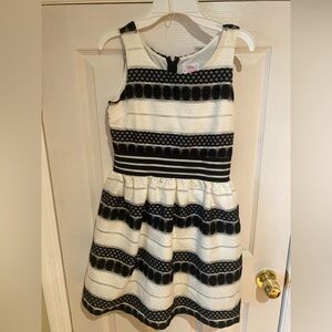 Justice Girls Black and White Striped Party Dress